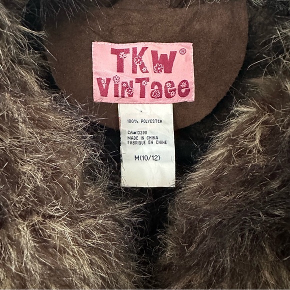 Vintage Brown Jacket with Faux Fur Accents and Toggle buttons.Size Junior 11 Y2K - Picture 3 of 7